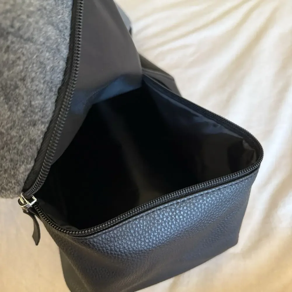Dress Shoe Warehouse Felted Tote Bag Gray Black Travel‎ Shoulder Minimal Large